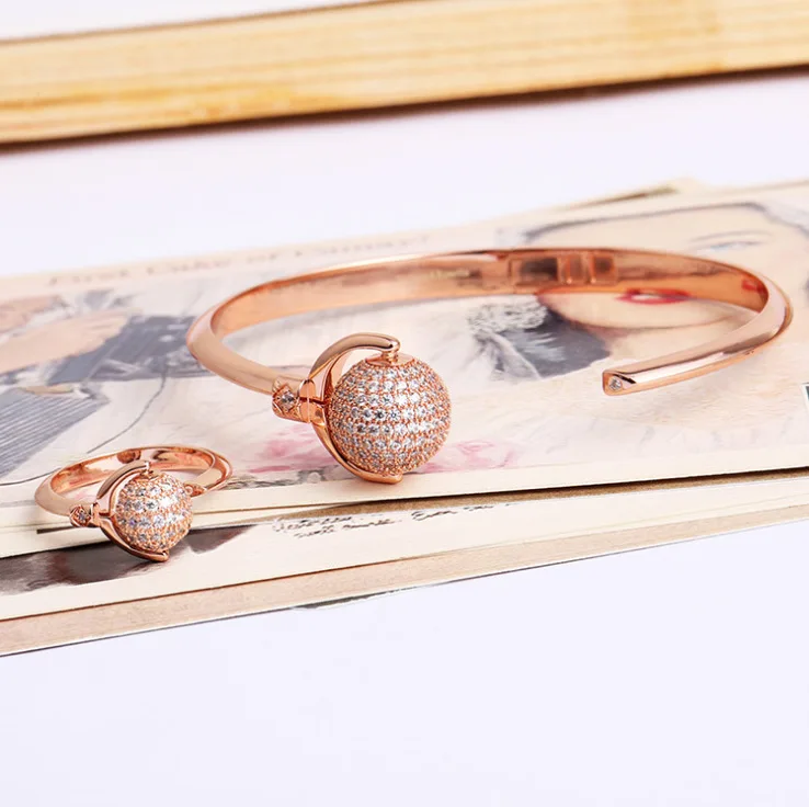 

Fashion Original brand M&R rose gold transfer bead ring can turn ball bracelet with small opening