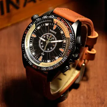

2019 Top brand luxury Famous male Clock scale Large dial leather strap Casual Fashion Exquisite precision Men's Quartz watch