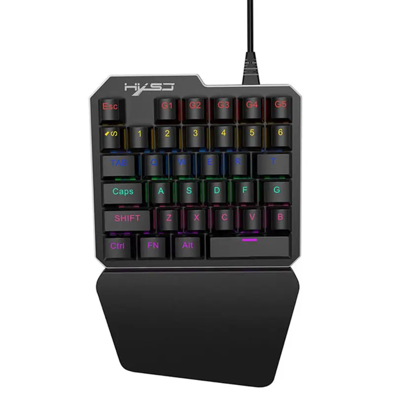 HXSJ J100 игровая мышь Проводная 35 клавиш для ноутбуков 7 подсветка зеленая ось