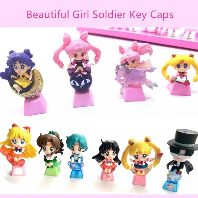 

1pc Handmade Customized PBT Key Cap Personality Mechanical Keyboard Keycap For Beautiful Girl Soldier R4 Height Colorful Key Hat