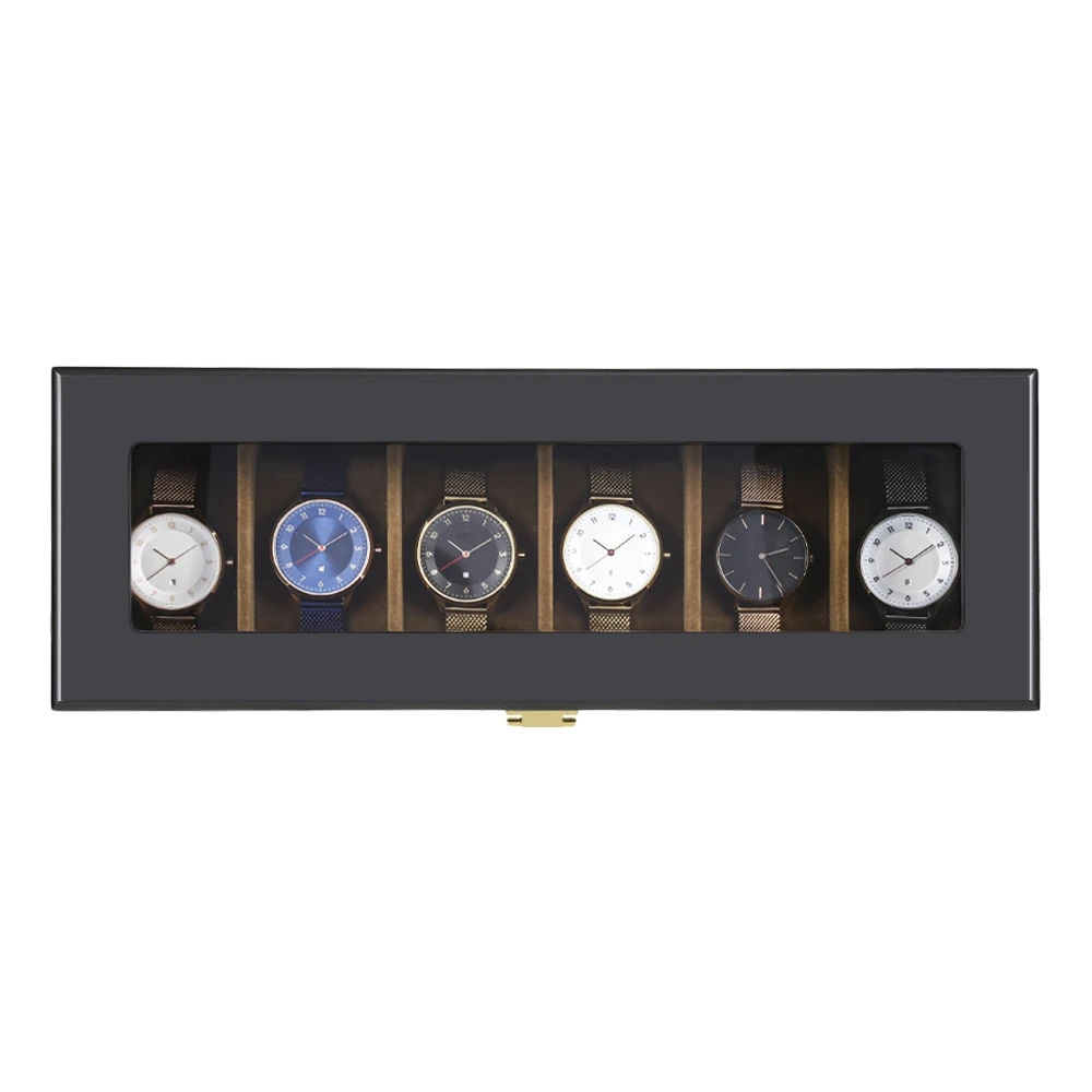 Super Beste Kopen 6 Slots Horloge Box Organizer Vitrine Hout Luxe Glas FO-09