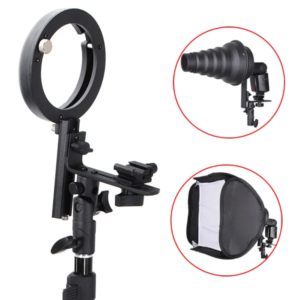 

FOTGA Metal Alloy Multifunctional Speedlite Bracket L with Speed Ring mount for Studio Softbox for Canon Speedlight Photo
