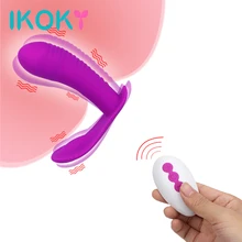 IKOKY Strap On Dildos Vibrator Realistic Penis Female Masturbator 10 Frequency Vibrator Sex Toys for Women