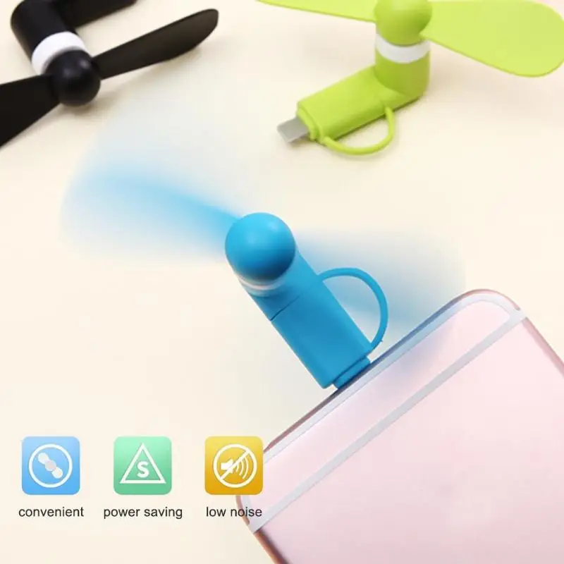 

2 in 1 Mini USB Silent Fan Mobile Phone Gadget Fans Tester For Android IOS Smart Cellphone