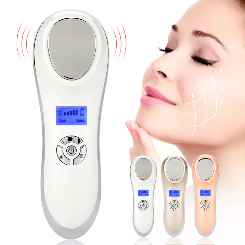 Face Ultrasonic Vibration Massager Hot Cold Hammer Home Use Beauty