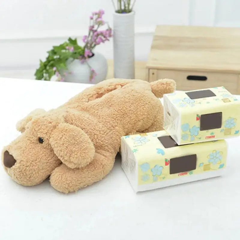 

Car Tissue Box Cartoon Plush Dog Toy Cute Car Tissue Box Stuffed Animal Dog Paper Sleeve Roll Home Office Decor Gift
