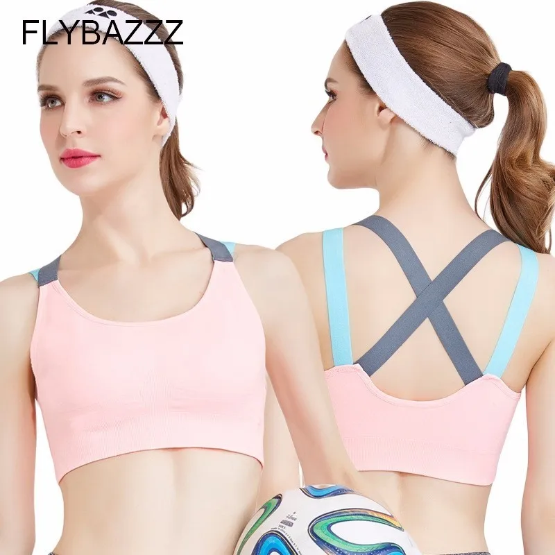 

Fitness Yoga Push Up Sports Bra for Womens Gym Running Padded Tank Top Athletic Vest Underwear Shockproof Strappy Sport Bra Tops