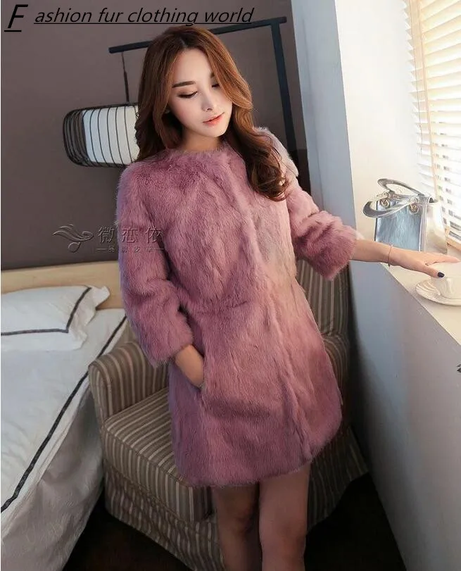 

S-XXL Hot Rex Rabbit Fur fur coat women long section 2016 new winter fashion faux fur fur coat ladies winter P72