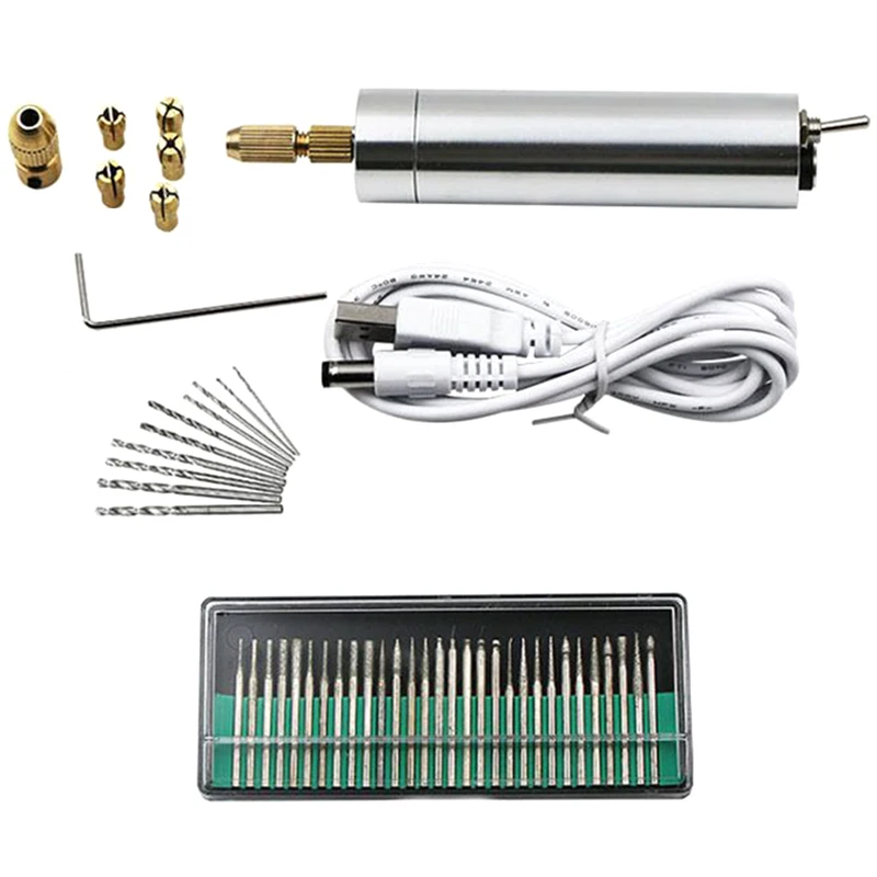 

Usb 3-12V Mini Electric Drill Hand Drill Motor Hole Saw Aluminum Mini Electric Diy Pcb With Drill For Wood Plastic Drilling