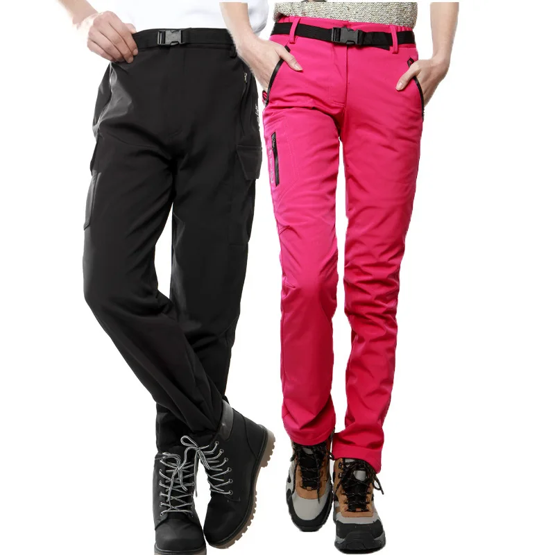 HEWOLF de los hombres de invierno al aire libre pantalones de senderismo dentro de pantalones de lana pantalones impermeable a prueba de viento Camping senderismo pesca Pantalones
