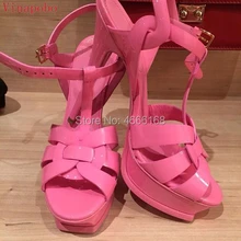 Vinapobo Quality Patent Leather Stiletto High Heel Gladiator Sandals Women Sexy Footwear Lady Shoes Platform Party Wedding Shoes цена Vinapobo Quality Patent Leather Stiletto High Heel Gladiator Sandals Women Sexy Footwear Lady Shoes Platform Party Wedding Shoes цены онлайн