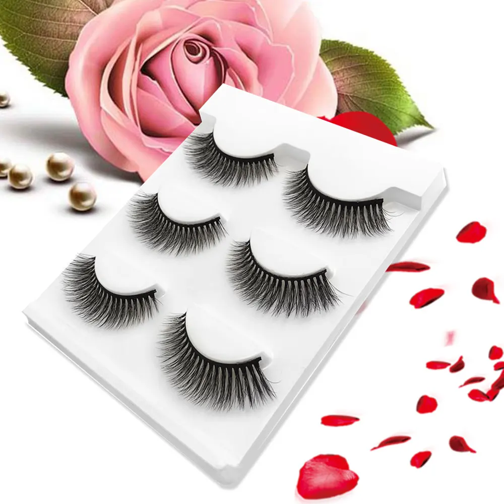 

3 Pairs Natural False Eyelashes Fake Lashes Long Makeup 3D Mink Lashes Extension Eyelash Mink Eyelashes For Beauty