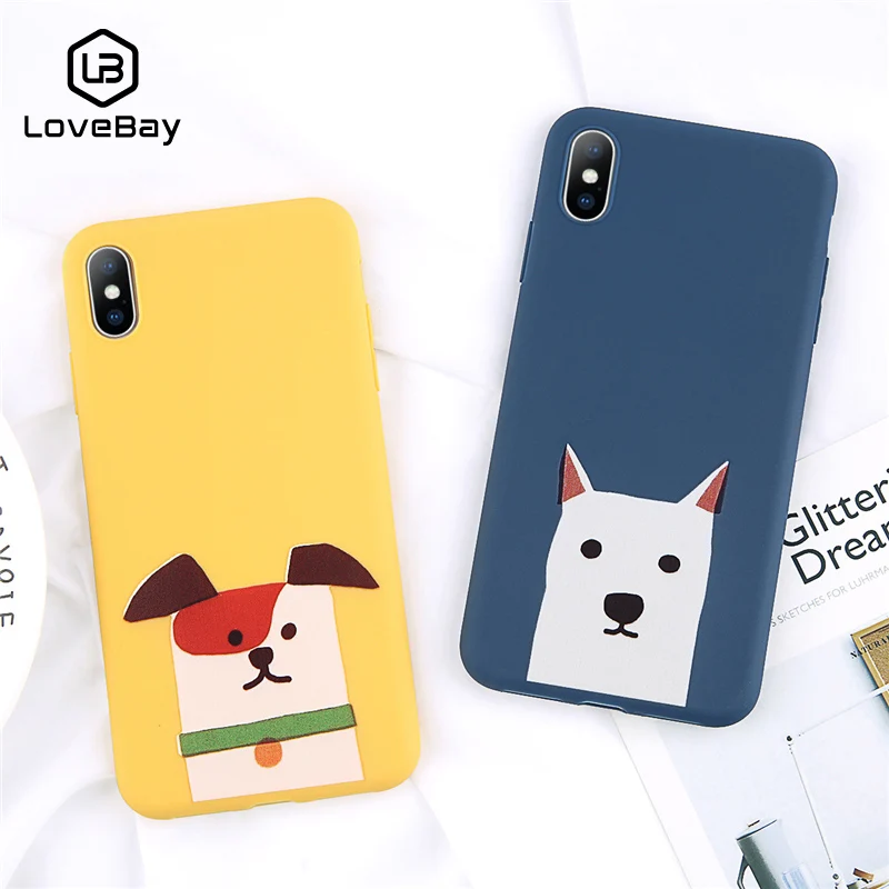 Lovebay Телефон чехол для iPhone 6 6s 7 8 Plus X XR XS Max Модный милый мультфильм собака Мягкий