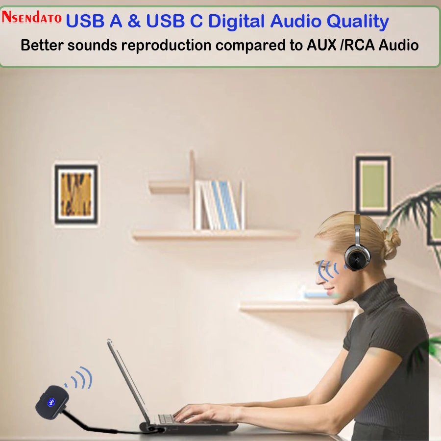 Wireless Bluetooth 5.0 Stereo Type-C Audio Transmitter Transceiver Adapter Support APTX LL SBC low latency for Nintendo Switch