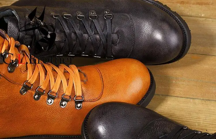 Lace-Up Men's Oxfords Male High Top Shoes Casual Mocassin Homme Genuine Leather Height Increasing Side Zipper Ankle Martin Boots