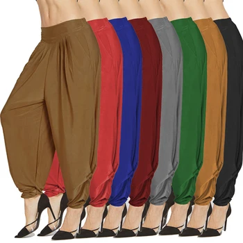 

Women Hip Hop Big Size Pants Solid Belly Dance Wide Leg Lantern Trousers Female Thin Joggers Baggy Womens Clothing Solid Pants