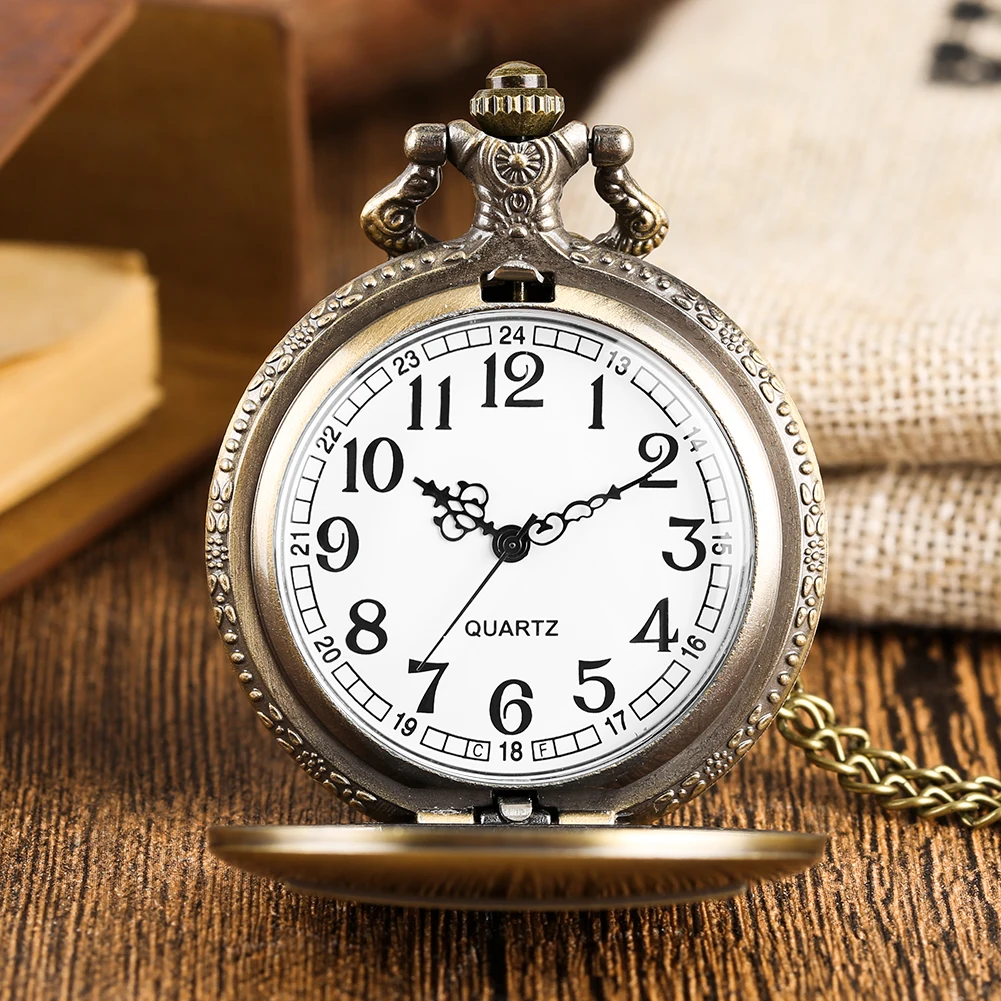 Новые DMZ женские карманные часы с узором для мужчин античные бронзовые Кварцевые часы для мужчин художественные часы ожерелье цепочка карман для мальчика подарок