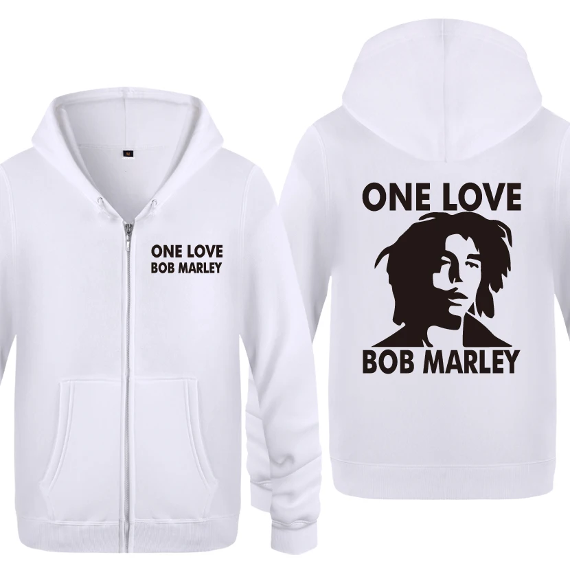 Мужские флисовые толстовки на молнии One Love Bob Marley с капюшоном 2018 | Мужская одежда