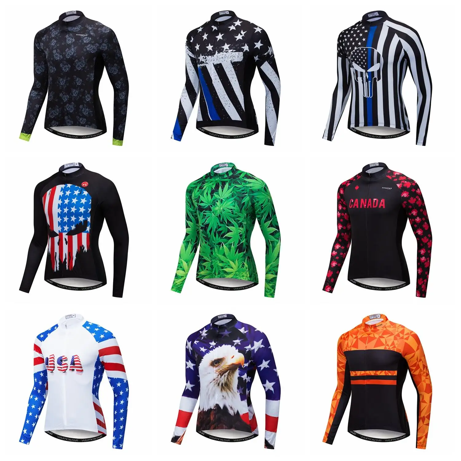 Weimostar Men Winter Cycling Jersey Long Sleeve MTB Sports Riding Bike