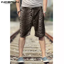 Модные мужские шорты с леопардовым принтом, дышащие свободные мужские шорты кэжуал, уличная одежда, большие размеры, INCERUN