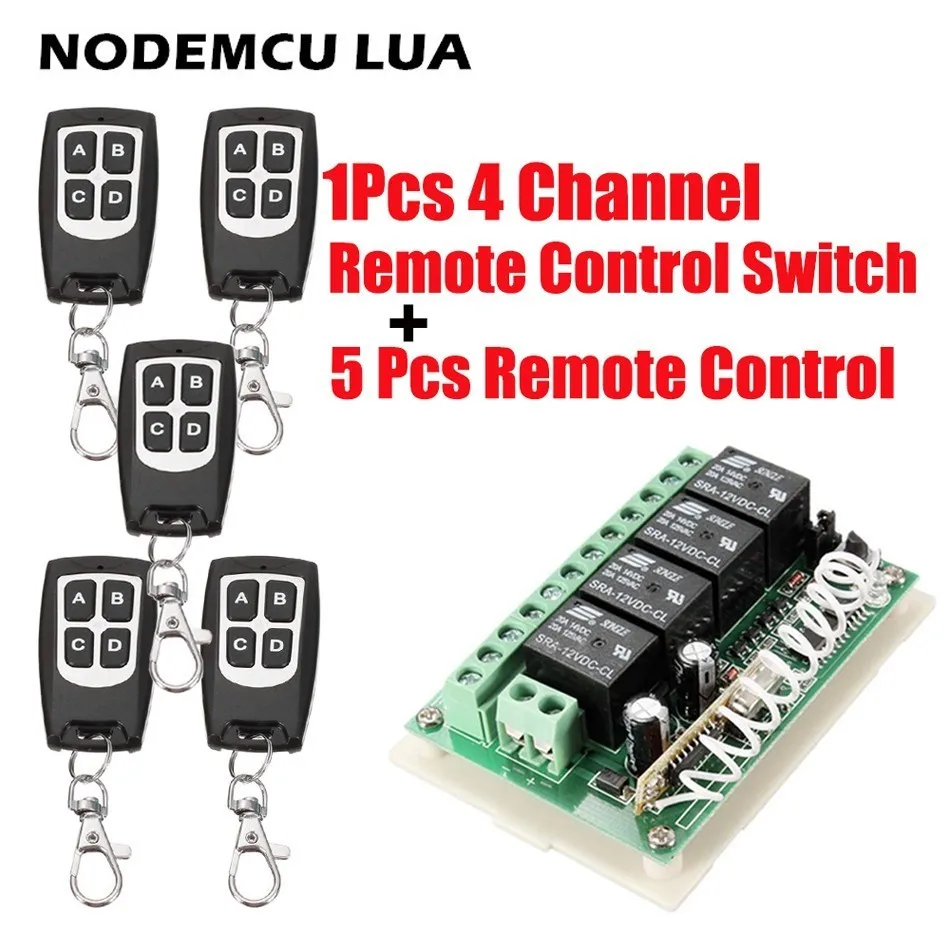 

12V 4CH RF Wireless Remote Control Relay Switch Security System Garage Doors & Rolling Gate Electric Doors