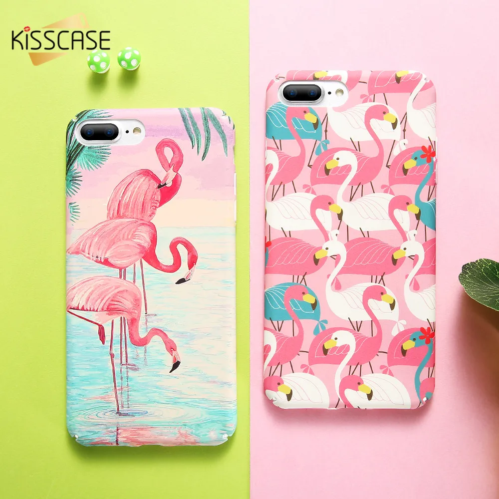 KISSCASE Cute Pink Flamingo Case For iPhone 6 6S 7 8 Plus X Aircraft Moon Soft Hard PC Cover 5 5S SE Coque Funda |
