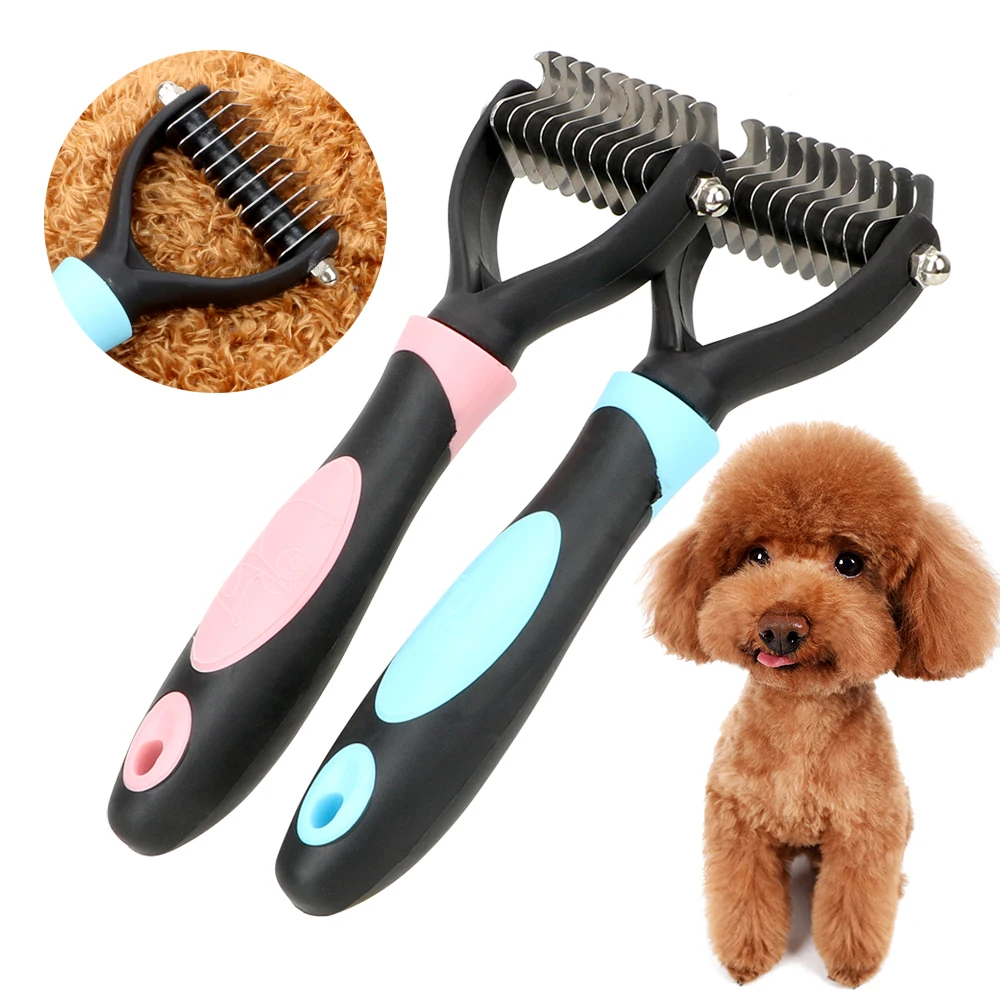 Buy HOOMIN Pet Fur Knot Cutter Dog Grooming Shedding Rake Dog Cat Hair Removal Comb Pet Brush