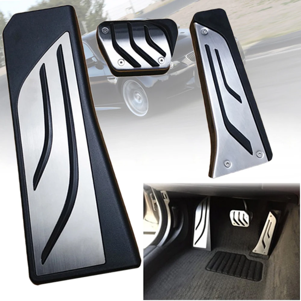 

3Pcs Gas Brake Footrest Foot Pedals Pad For BMW 5 6 7 Series AT LHD F10 F11 F12