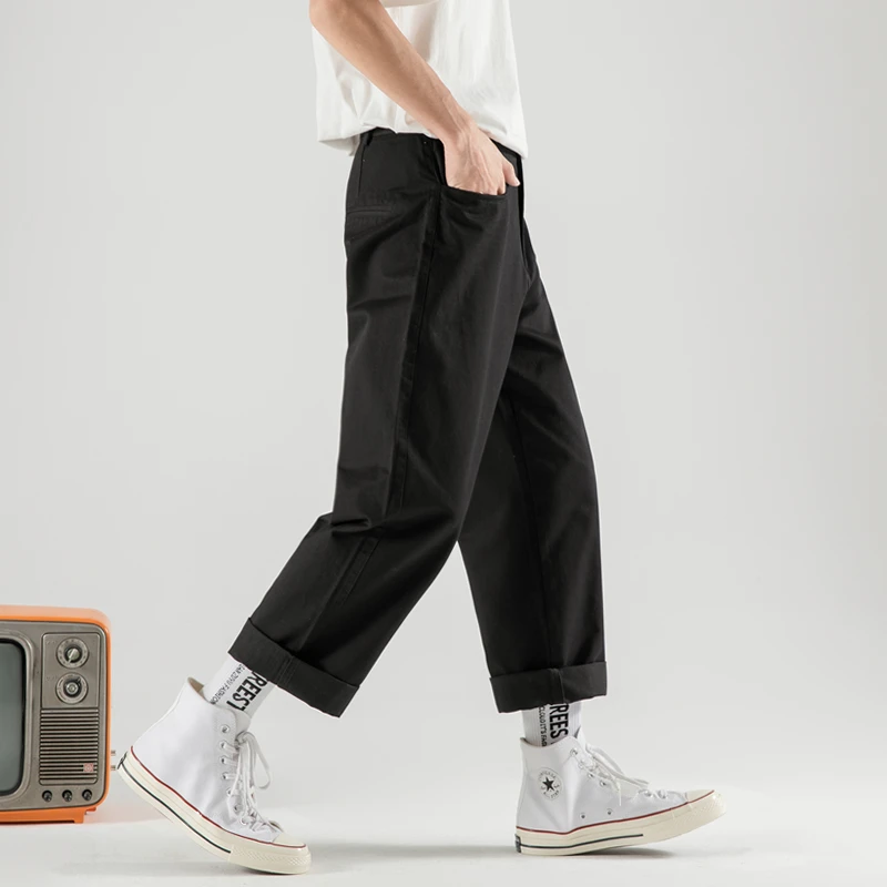 Men's Trousers Summer New Port Wind Solid Color Loose Nine Pants Straight Casual Pants Personality Youth Casual Men's Clothing Men's Trousers Summer New Port Wind Solid Color Loose Nine Pants Straight Casual Pants Personality Youth Casual Men's Clothing