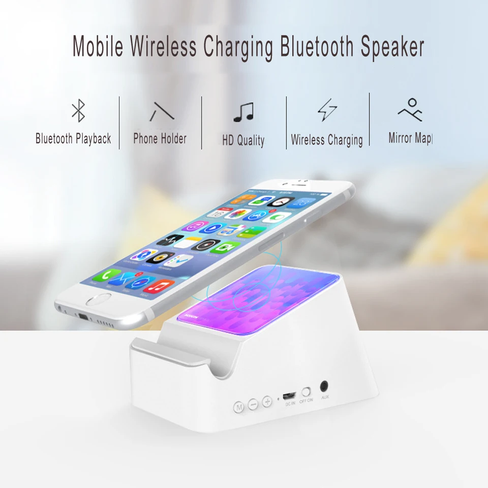 

Diy QI Wireless Charging BT Bluetooth Portable Speaker Set Phone Holder For Samsung S9 Iphonex X 8 8Plus Xiaomi MIX2S Mate RS