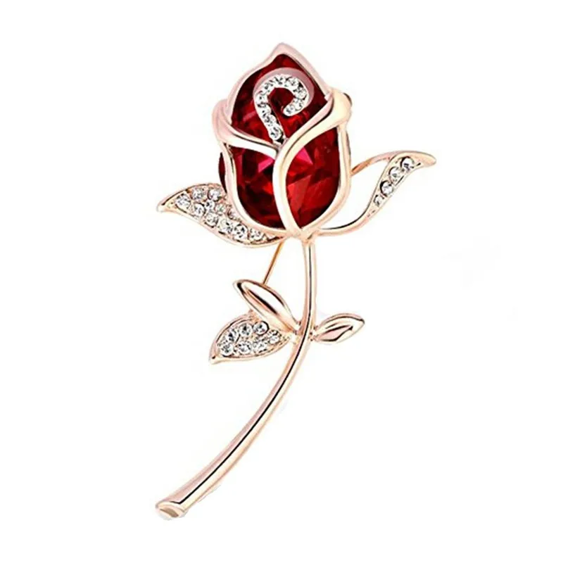 Women 's Elegant and fashionable bow brooch Brooch Pin Crystal Rhinestone Rose Flower Brooch