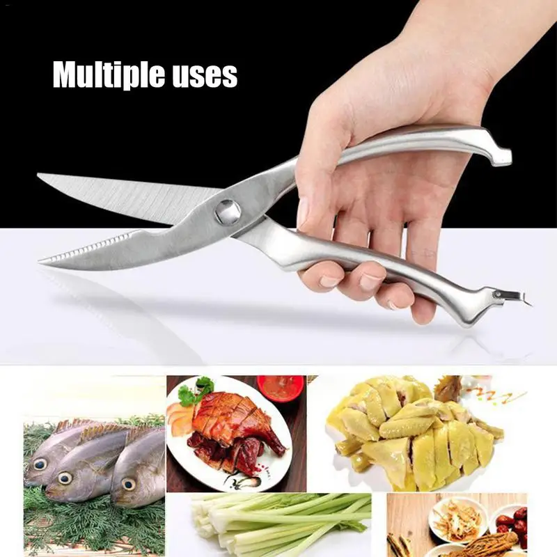 

Multifunctional Stainless steel Kitchen Scissors Powerful Poultry Shears Spring Loaded Chicken and Duck Bone Seafood Scissors