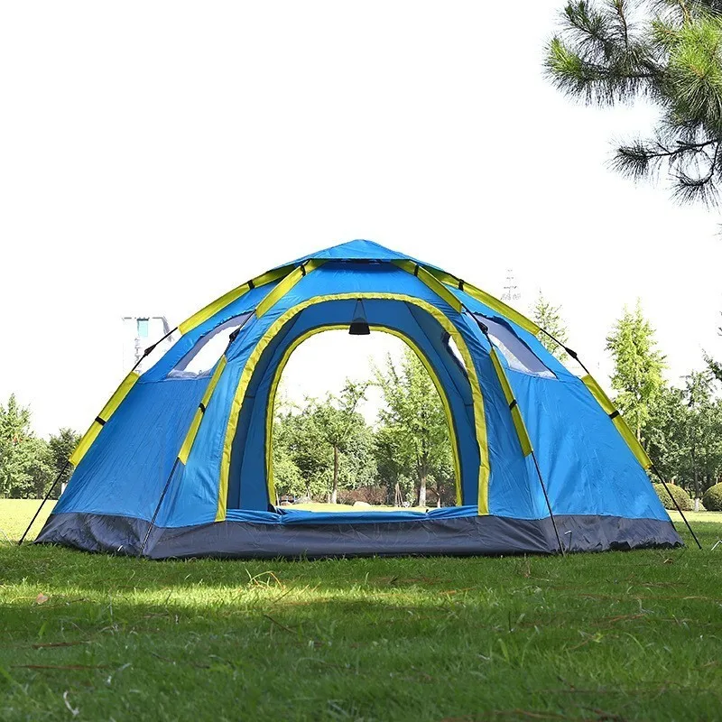 

6-8 Person Quick Opening Automatic Big Camping Tent 2 Door 4 Window Anti-UV Mongolian Yurt Tent Large Outdoor Family Travel Tent