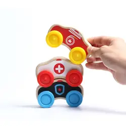 3 шт./компл. мини-автомобилей игрушку для дошкольного Multi-узор Творческий деревянная модель автомобиля детские развивающие подарок раннее