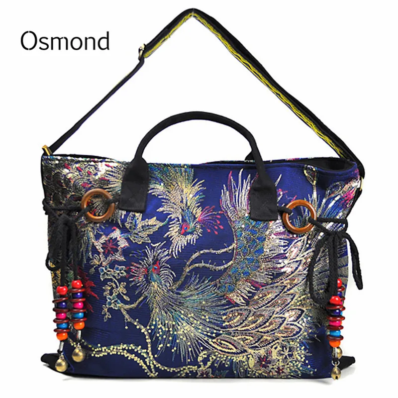 comicsahoy.com : Buy Vintage Women Canvas Shoulder Bag Peacock Embroidery Handbag Stylish Tote ...