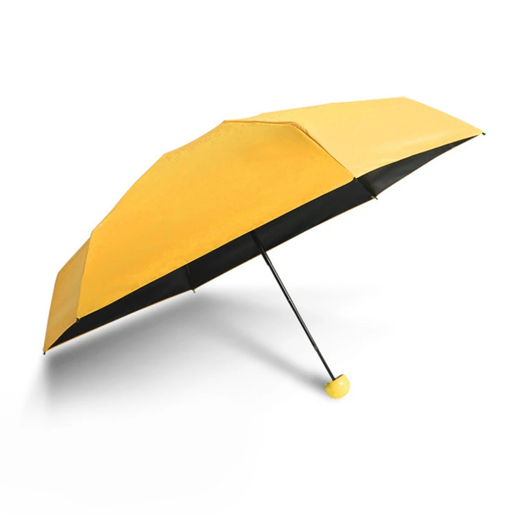 Маленький складной компактный карманный зонтик с симпатичная капсула случае анти-УФ(желтый