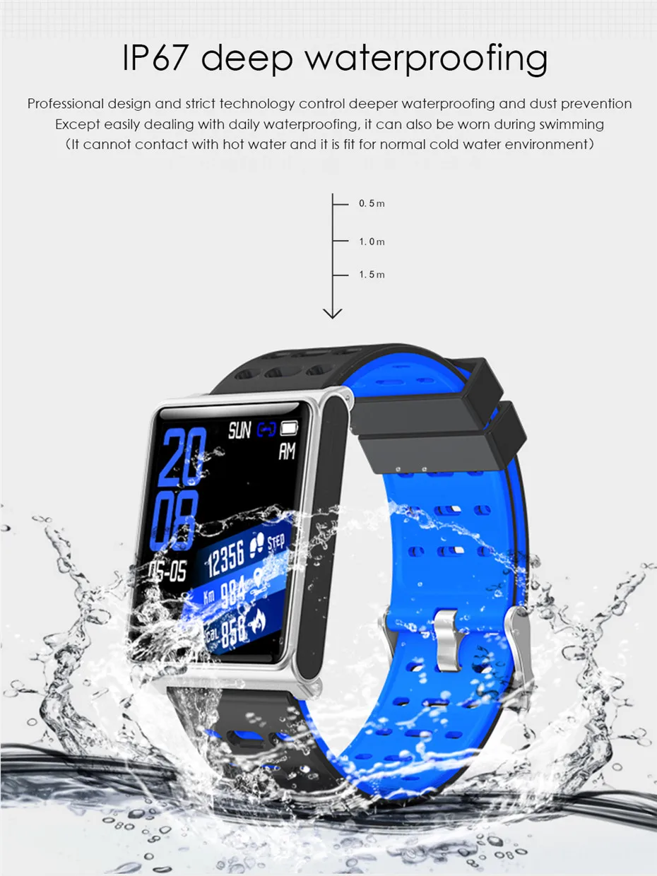 

N98 Smart Bracelet Men Sport Mens Watch Mesh Steel Wristband IP67 Waterproof Heart Rate Monitor Bluetooth for Android/IOS