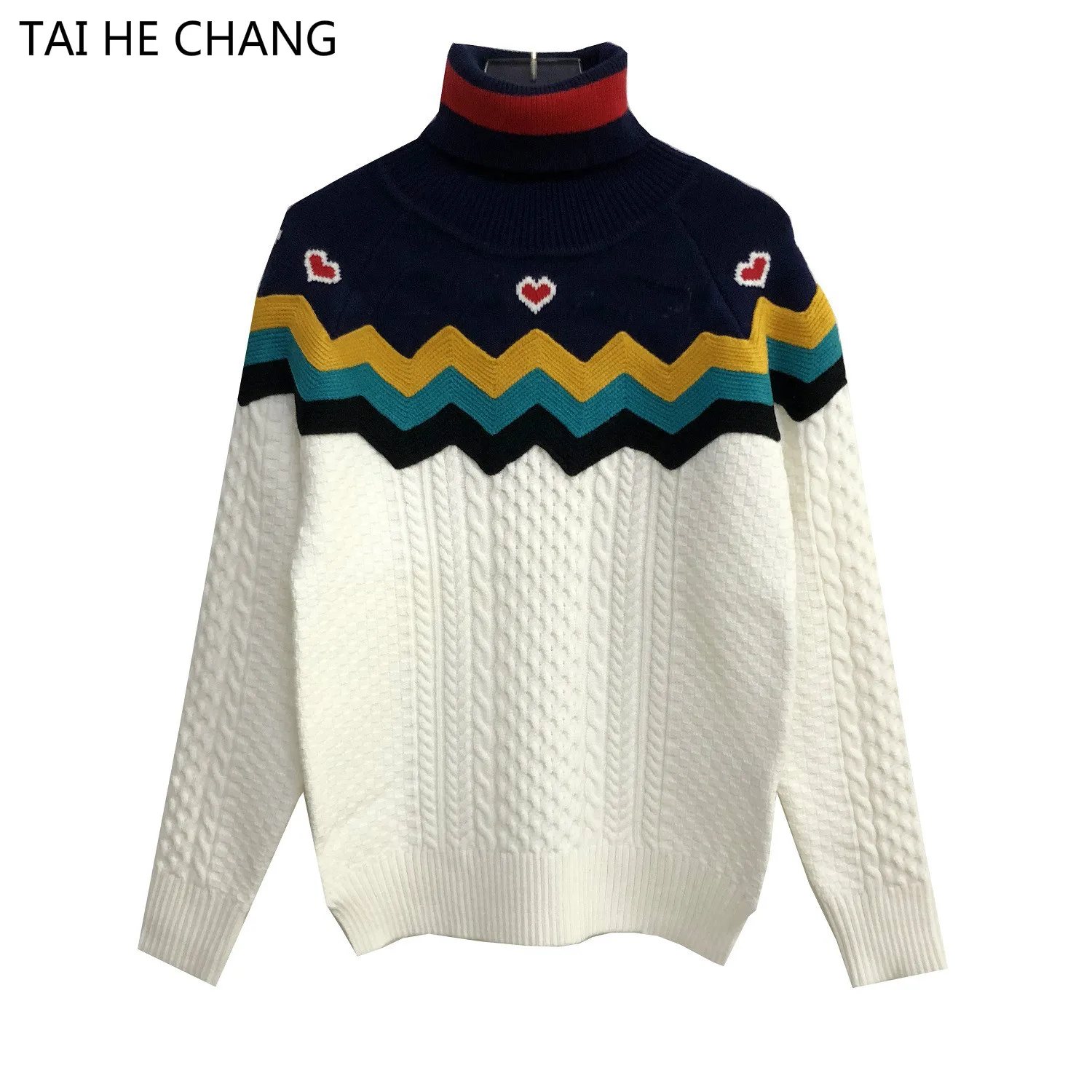 High Quality Women Runway Vintage Turtleneck Sweaters New Fashion