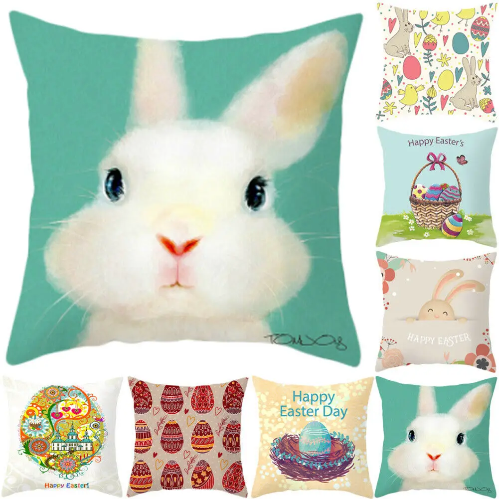 

New Cute Personalized Easter Festival Bunny Rabbit Pillow Case Cushion Cover Auto Sofa Bed Home Decoration