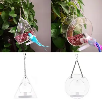 

Acrylic Bird Feeder Food Water Box Anti-scatter Parrot Feeder Cockatiel Lovebird Feeder Pet Birds Feeding Deviice