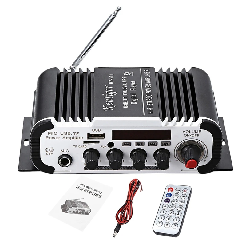 Kentiger Hy-V11 Bluetooth amplificador 2-canal Super Bass amplificador de Audio con el controlador remoto Tf Usb Fm 85Db mp3 Radio Fm