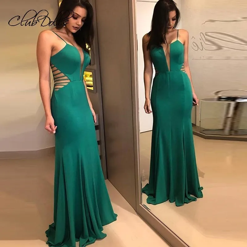 

Clubdolls Sleeveless Prom Dresses Long Elegant Summer Dress Women Prom V neck Vestidos De Fiesta Backless Bodycon Gala Jurken