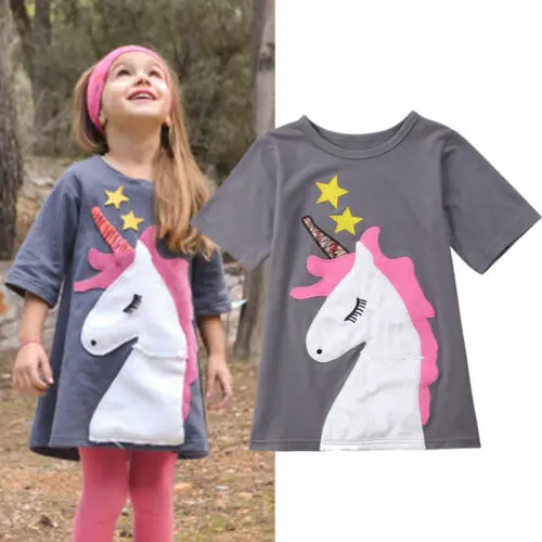 

Emmababy Princess Kids Baby Girls Cotton Clothes Sundress Unicorn T-shirt Tees