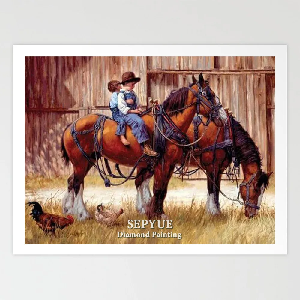 

SepYue Diamond Embroidery Cross Stitch DIY Diamond Painting Paint with Diamonds Mosaic Rhinestone Full Square Drill Child Horse