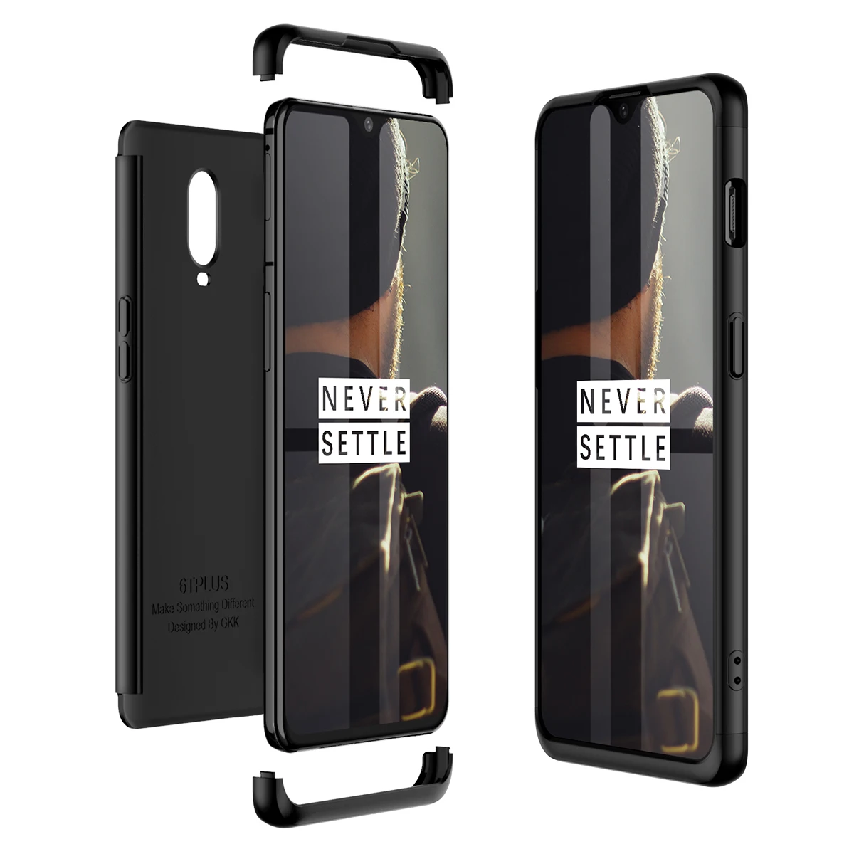 GrandEver Роскошный чехол для Oneplus 6T 360 бампер 3 в 1 Жесткий ПК черный ультра-тонкий