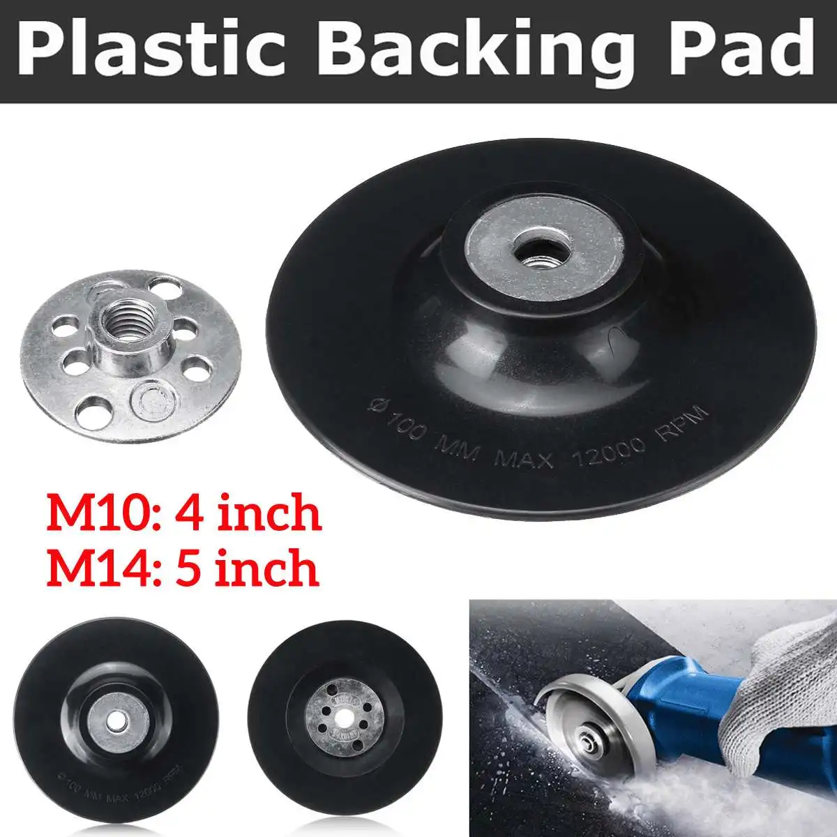 5″ Rubber Sanding Backing Pad Polishing Tool For Angle Grinder &M14 Drill Thread