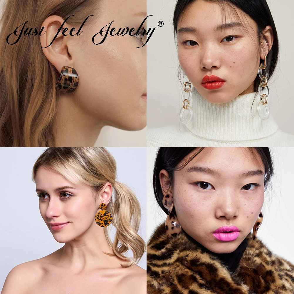 

JUST FEEL 2019 New Resin ZA Drop Earrings Jewelry Women Wedding Bohemian Girl Female Party Gift Vintage Ethnic Statement Earring
