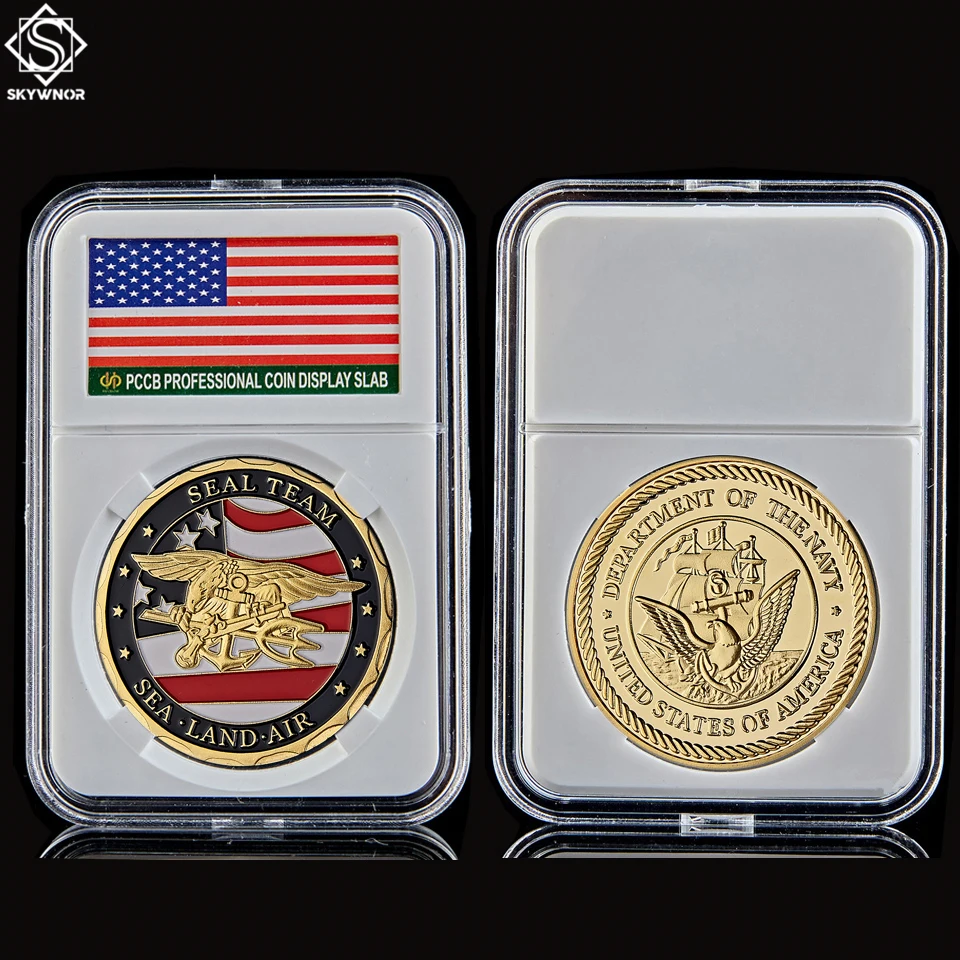 

USA Sea Land Air Of Seal Team The Department Navy Military Challenge Coin Collection With PCCB Holder