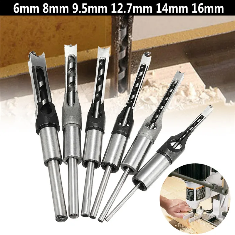 

High Carbon Steel HRC 48~50 Woodworker Square Hole Drill Bits Mortising Chisel Set 1/4 5/16 5/8 1/2 New Arrival
