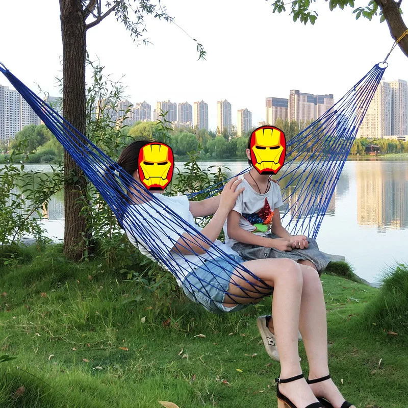 Portable Nylon Mesh Hammock Sleeping Bed For Outdoor Travel Camping Blue Green Red Hanging Folding Patio Swing Chair Furniture Portable Nylon Mesh Hammock Sleeping Bed For Outdoor Travel Camping Blue Green Red Hanging Folding Patio Swing Chair Furniture